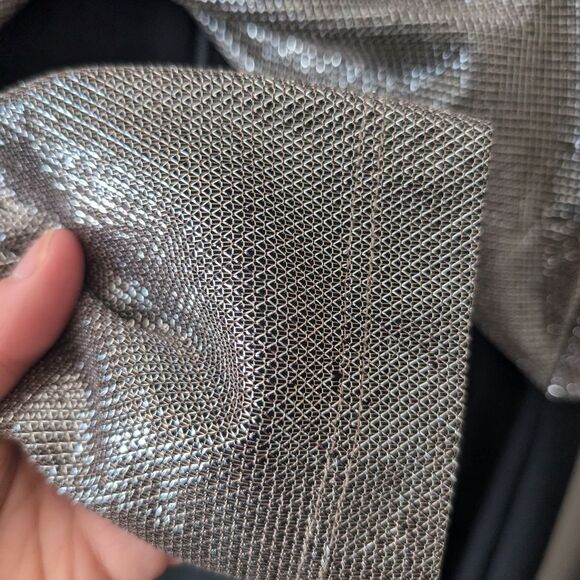 Black Halo Angie Jumpsuit Metallic Silver Black Flared Cutout Size 4 - Picture 7 of 16